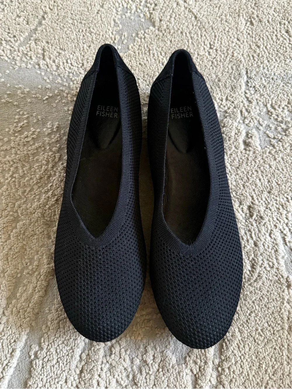 EILEEN FISHER Black knit ballet flats Heaven Stretch Knit Modern Wedge 10